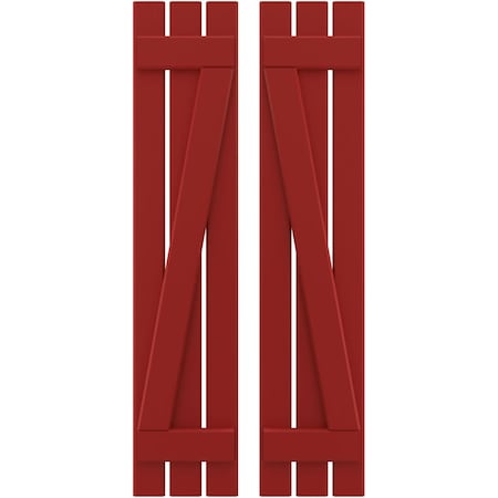 Ekena Millwork Americraft 3-Board (2 Batten) Wood Spaced Board-n-Batten Shutters w/ Z-Bar, ARW102SB311X64BRH, PR ARW102SB311X64BRH